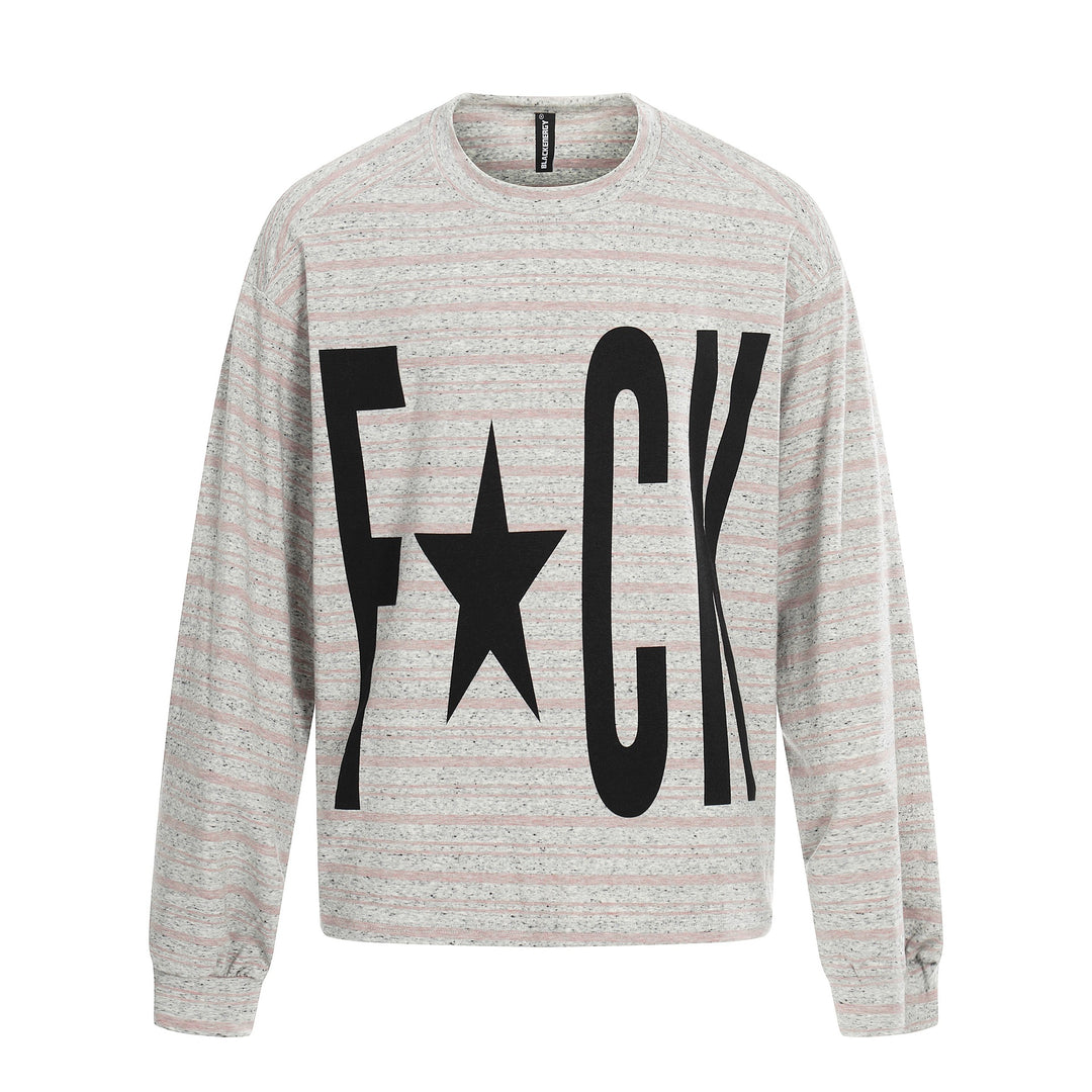 Damen Gestreiftes Oversize-Sweatshirt mit großflächigem Typo-Print und Rundhalsausschnitt Drune
