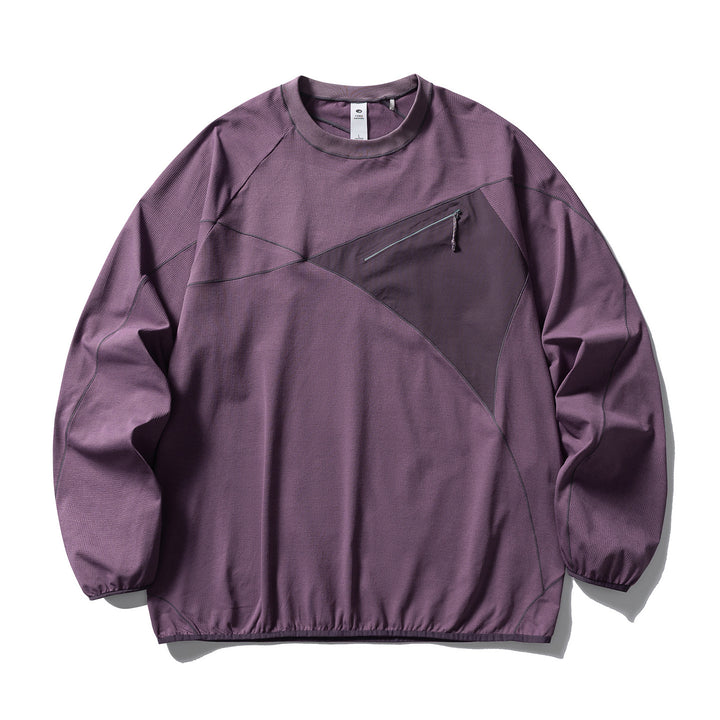 Unisex Technisches Oversize-Sweatshirt mit diagonalem Reißverschluss‑Brustfach Drune
