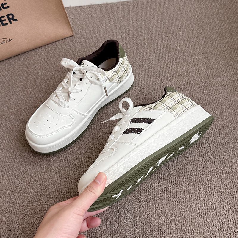 Damen modische Sneakers mit kariertem Einsätzen und gepolsterter Sohle Drune