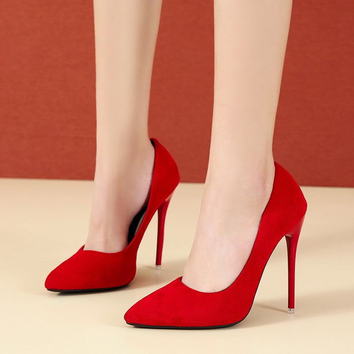 Damen nan spitze Stiletto-Pumps mit Samtoptik und gepolstertem Komfortfußbett Drune