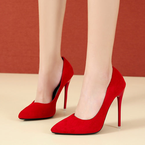 Damen nan spitze Stiletto-Pumps mit Samtoptik und gepolstertem Komfortfußbett Drune
