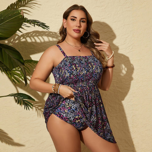 Damen luftiges Strandkleid mit elastischem Oberteil Drune