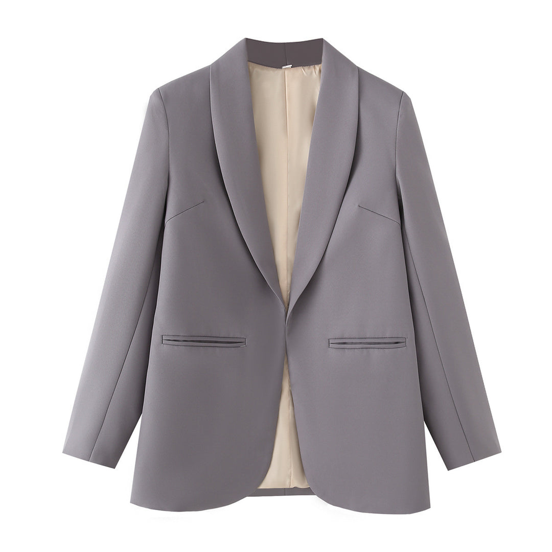 Damen nan eleganter Longblazer mit Schalkragen, unstrukturiertem Fall und paspelierten Leistentaschen Drune