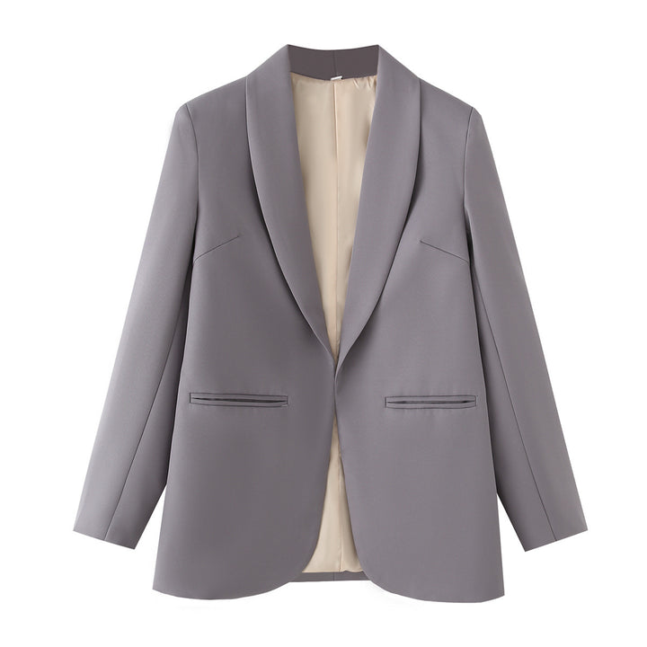 Damen nan eleganter Longblazer mit Schalkragen, unstrukturiertem Fall und paspelierten Leistentaschen Drune
