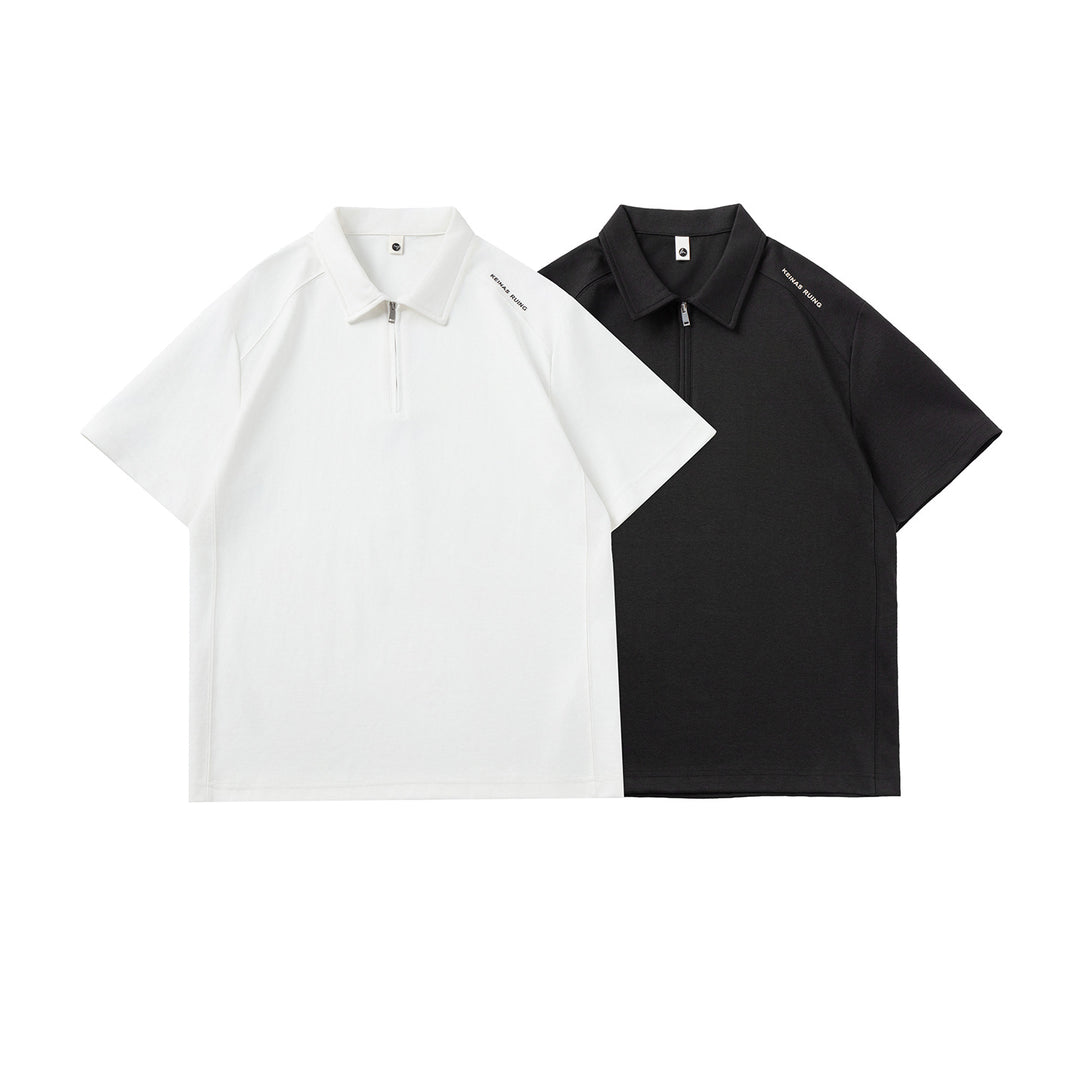 Herren Oversize-Halbzip-Polo mit technischem Jersey und verlängertem Rückensaum Drune