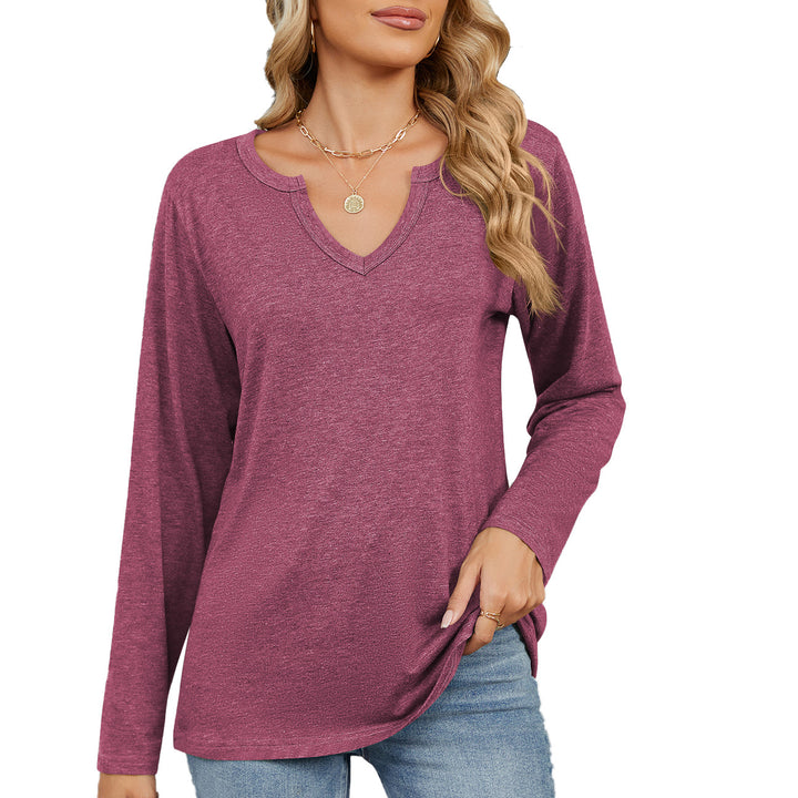 Damen Langarmshirt mit modischem V-Ausschnitt und lässiger Passform Drune