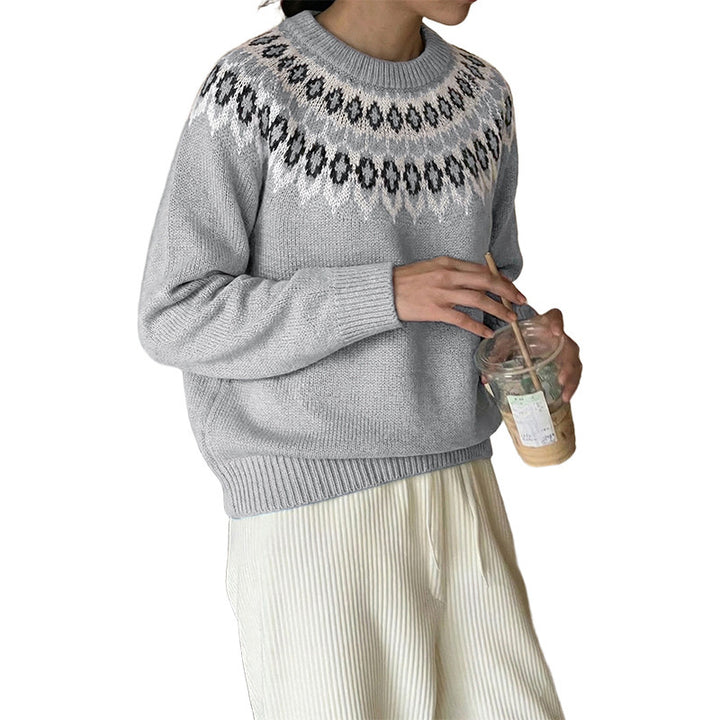 Damen Gemusterter Strickpullover Drune