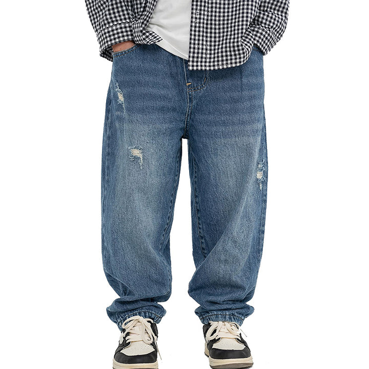 Unisex lässige weit geschnittene Jeans mit elastischem Bund Drune