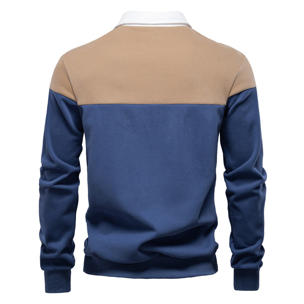 Herren nan sportlich-elegantes Langarm-Polo im Rugby-Stil mit kontrastierendem Kragen und breitem Brustpaneel Drune