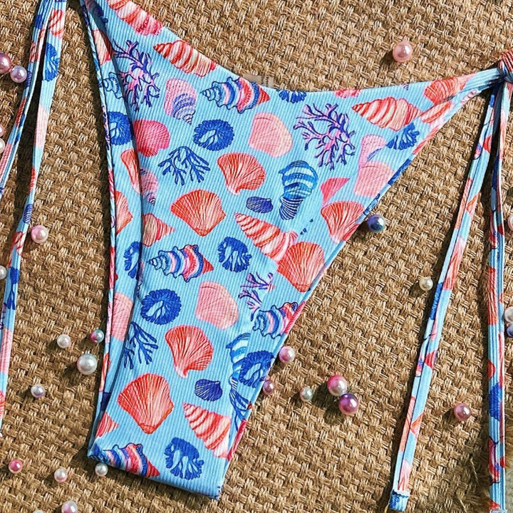 Damen Triangel-Bikini mit maritimen Muschelmuster Drune 1782221304