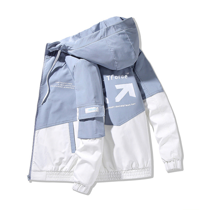 Herren Colorblock Kapuzen-Utility-Jacke mit Printdetails und taktischen Taschen Drune