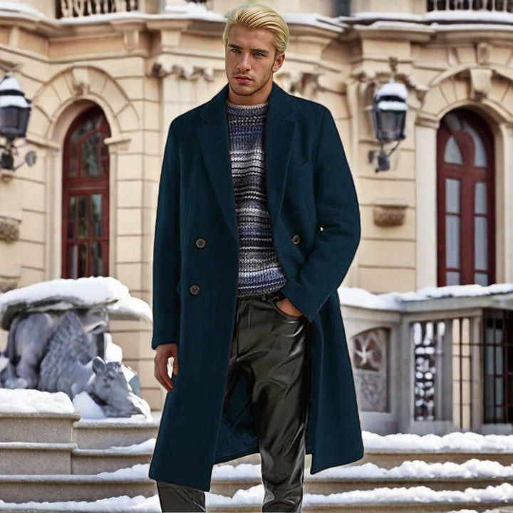 Herren eleganter doppelreihiger Wollmantel Drune
