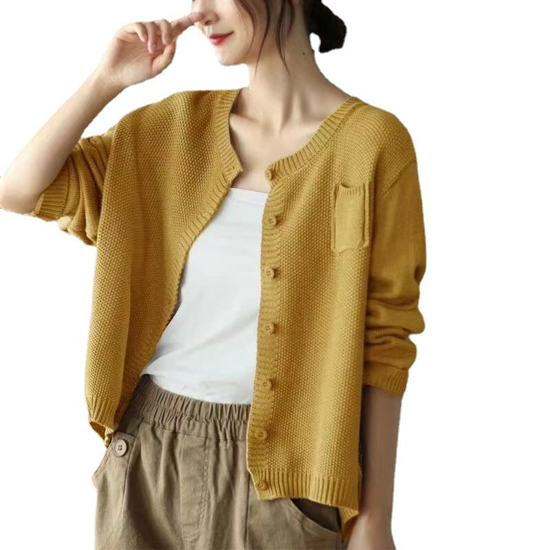 Damen leichtes Strickcardigan mit Knopfverschluss und praktischen Taschen Drune