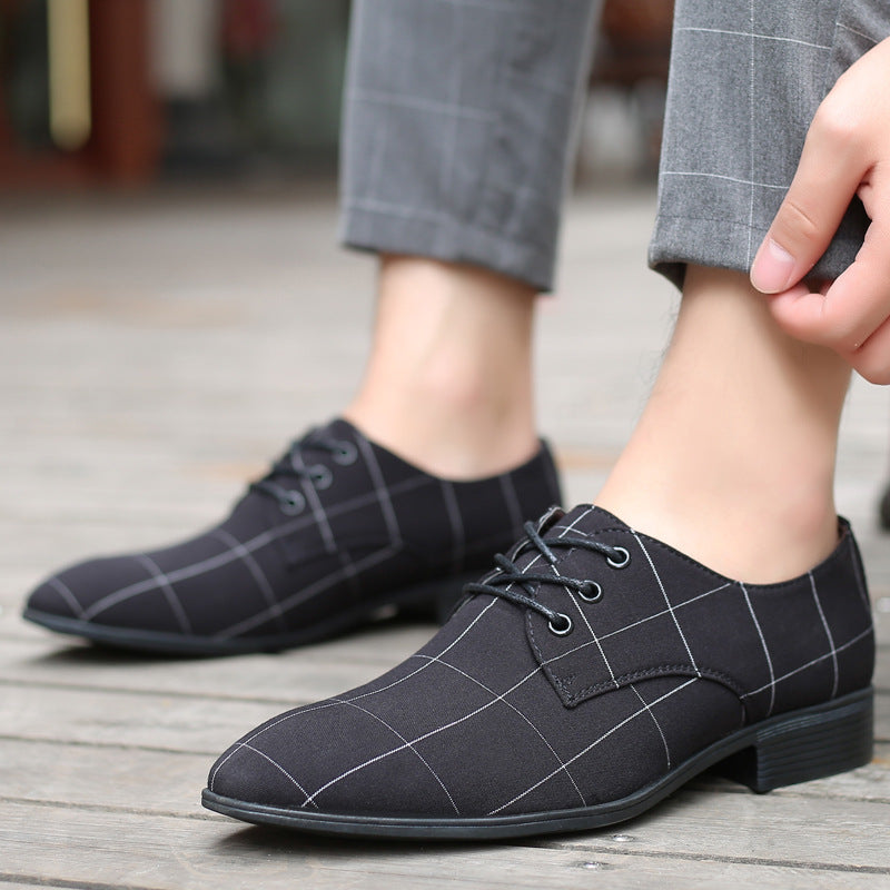 Herren Eleganter kariert-musterierter Derby-Halbschuh mit schmaler Spitzform Drune