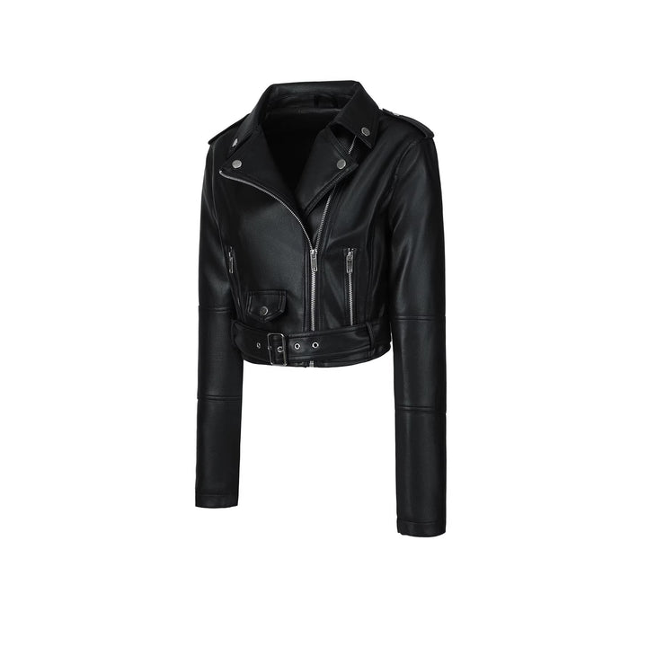 Damen Trendige Bikerjacke mit Gürtel Drune
