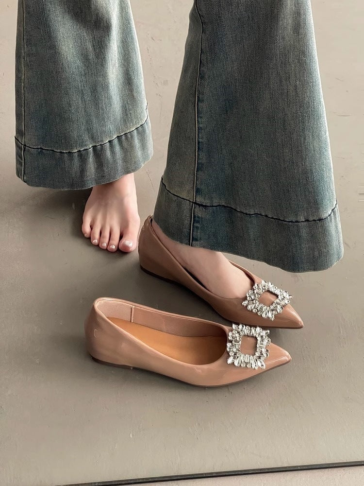 Damen elegante Ballerina-Schuhe mit funkelnder Strass-Applikation Drune