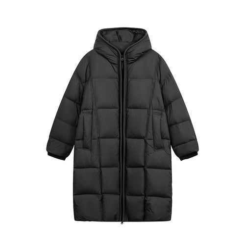 Damen Langer Steppmantel mit Kapuze, Oversize Thermoisolierung Drune