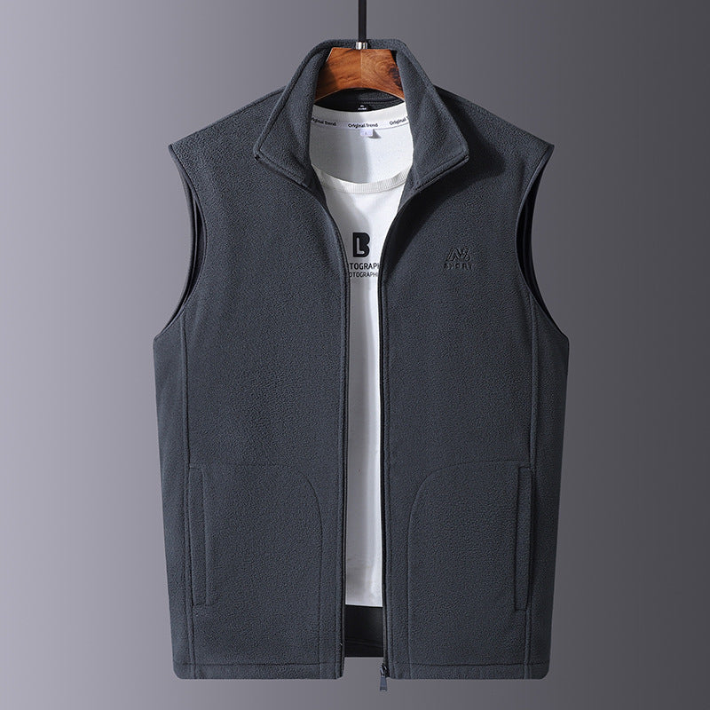 Herren Microfleece-Thermoweste mit windabweisender Front, Stehkragen und verdeckten Seitentaschen Drune