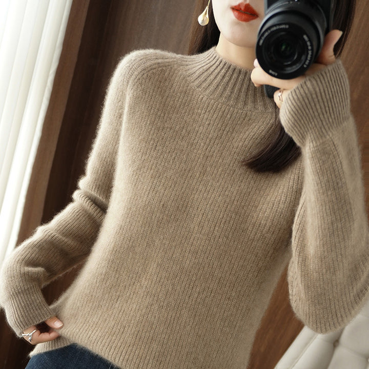 Damen Kurz-Stehkragenpullover aus feinem Feinstrick mit kaschmirähnlicher Weichheit und Raglanärmeln Drune