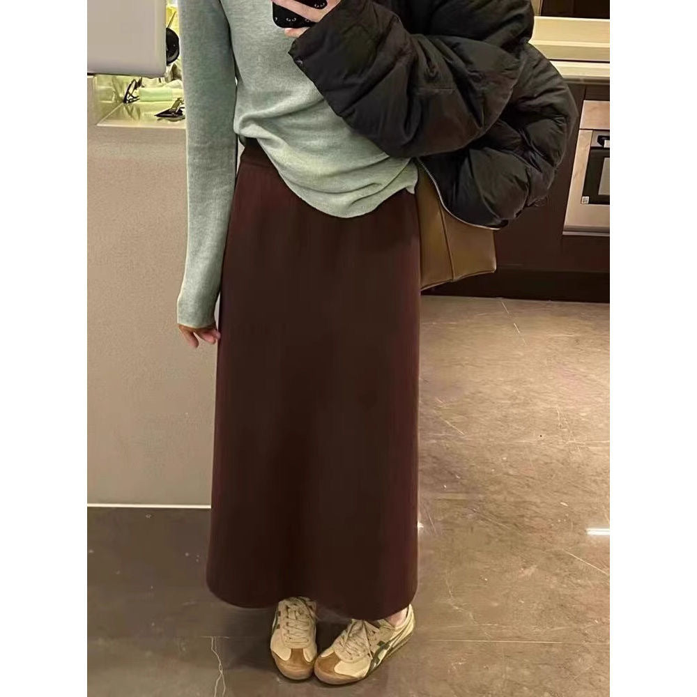 Damen Eleganter Maxi-Rock aus hochwertigem Strickstoff Drune