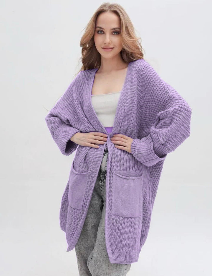 Damen Grobstrick-Cardigan mit weit geschnittenen Ärmeln und großzügigen Taschen Drune