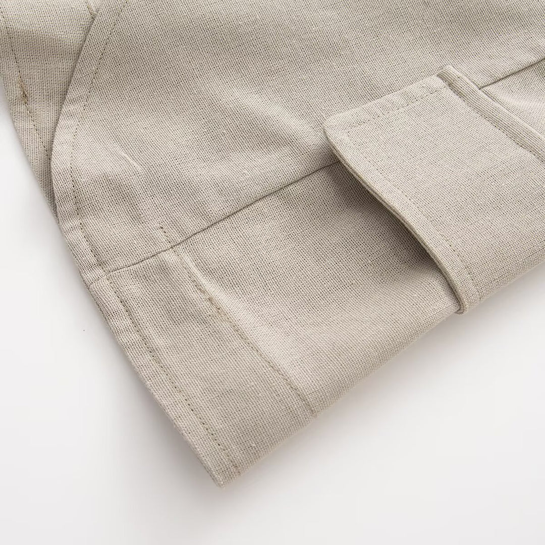 Damen Taillierter Stehkragen-Blazer mit dekorativen Metallknöpfen Drune
