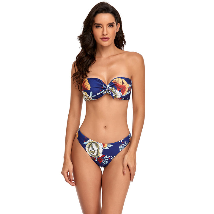 Damen Bandeau-Bikini mit verstellbarem Knotted Detail Drune