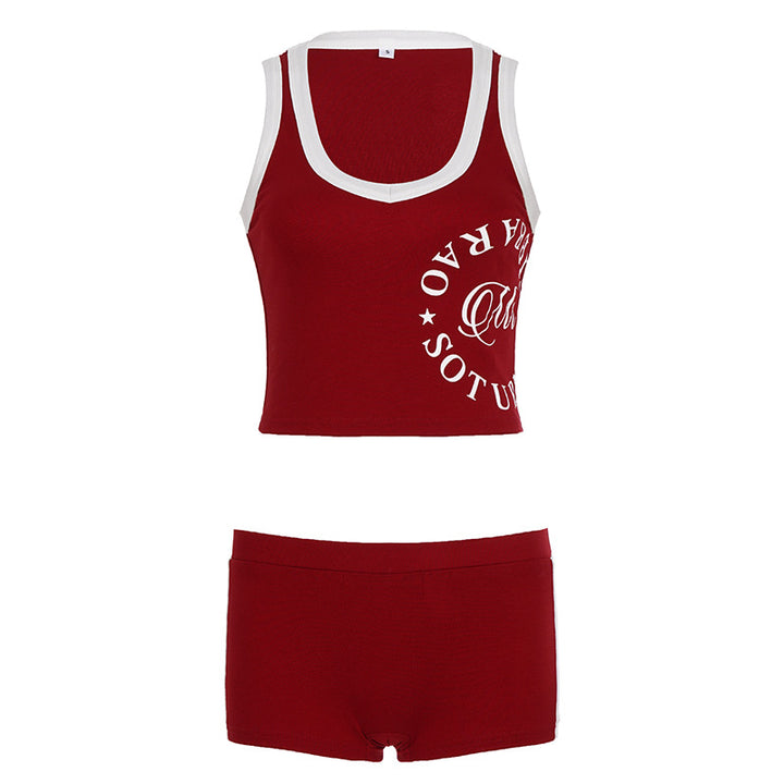 Damen Sportliches Set mit Crop-Top und kurzen Shorts Drune