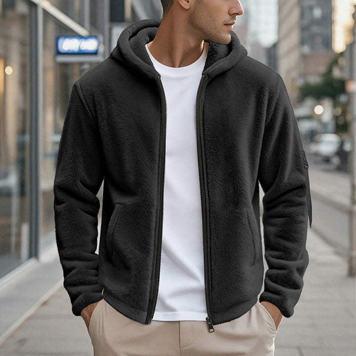 Herren Fleecejacke mit Kapuze und praktischen Taschen Drune