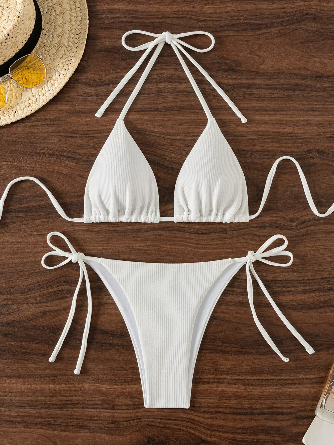 Damen Triangel-Bikini mit verstellbaren Trägern und seitlichen Bindebändern Drune