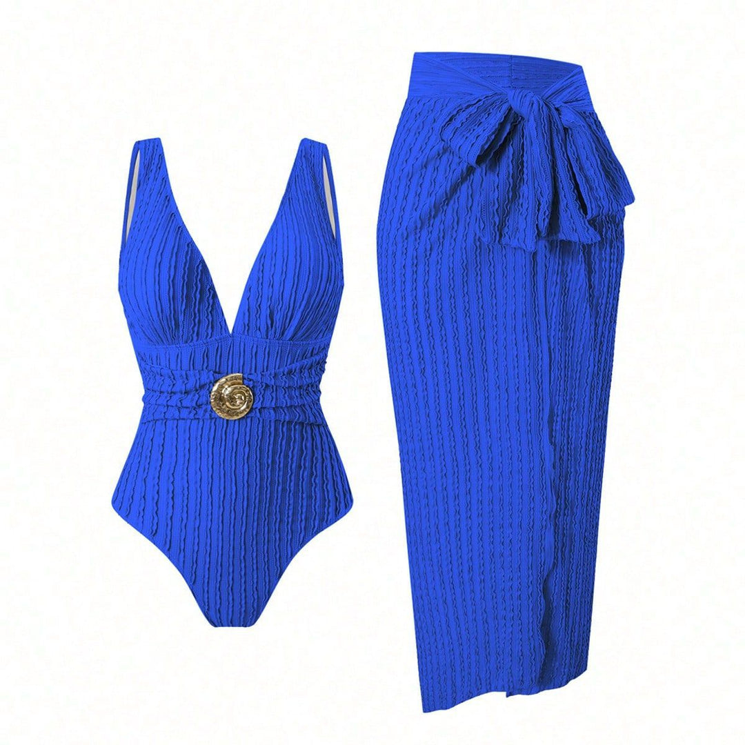 Damen Badeanzug mit femininem Wickelrock und elegantem Schmuckdetail Drune