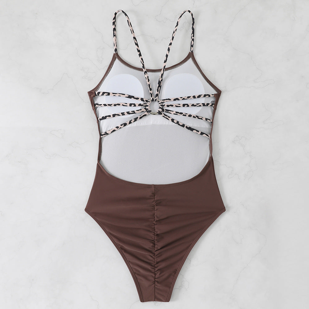Damen Einteiliger Badeanzug mit Raffungen und Cut-Outs Drune