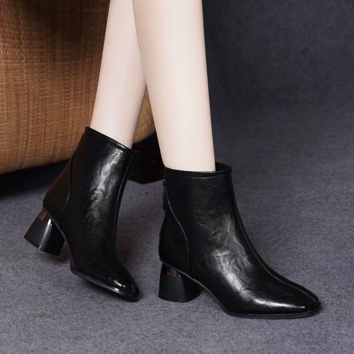 Damen Elegante Ankle Boots mit Blockabsatz Drune