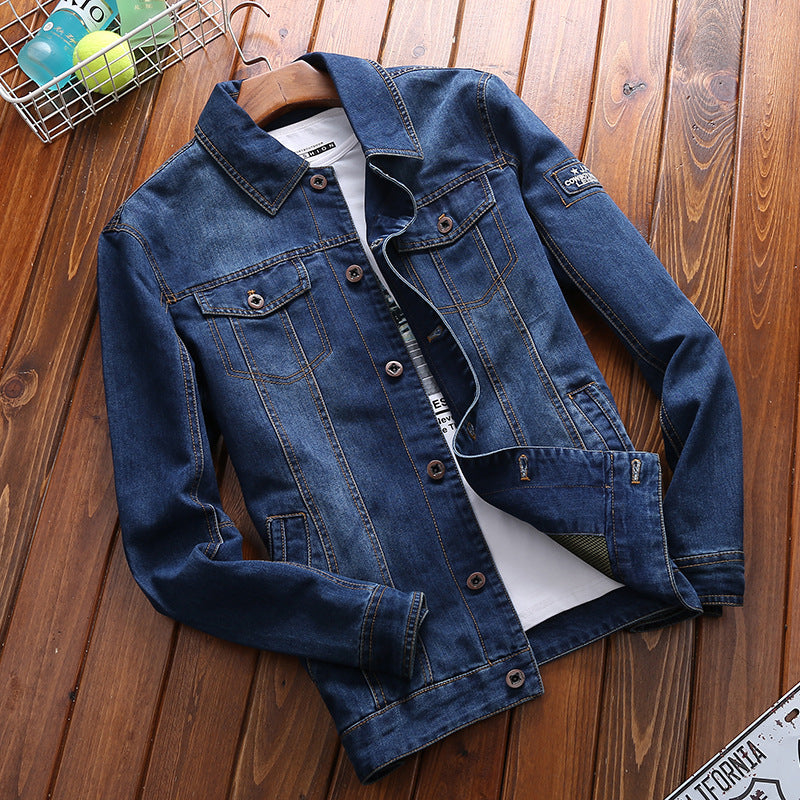 Herren Jeansjacke mit dichter Sherpa-Innenfütterung, hochschließendem Kragen und Utility-Taschen Drune