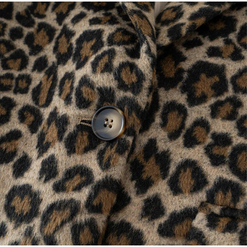 Damen Eleganter Leopardenmuster Blazer Drune