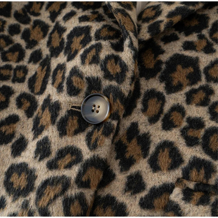 Damen Eleganter Leopardenmuster Blazer Drune