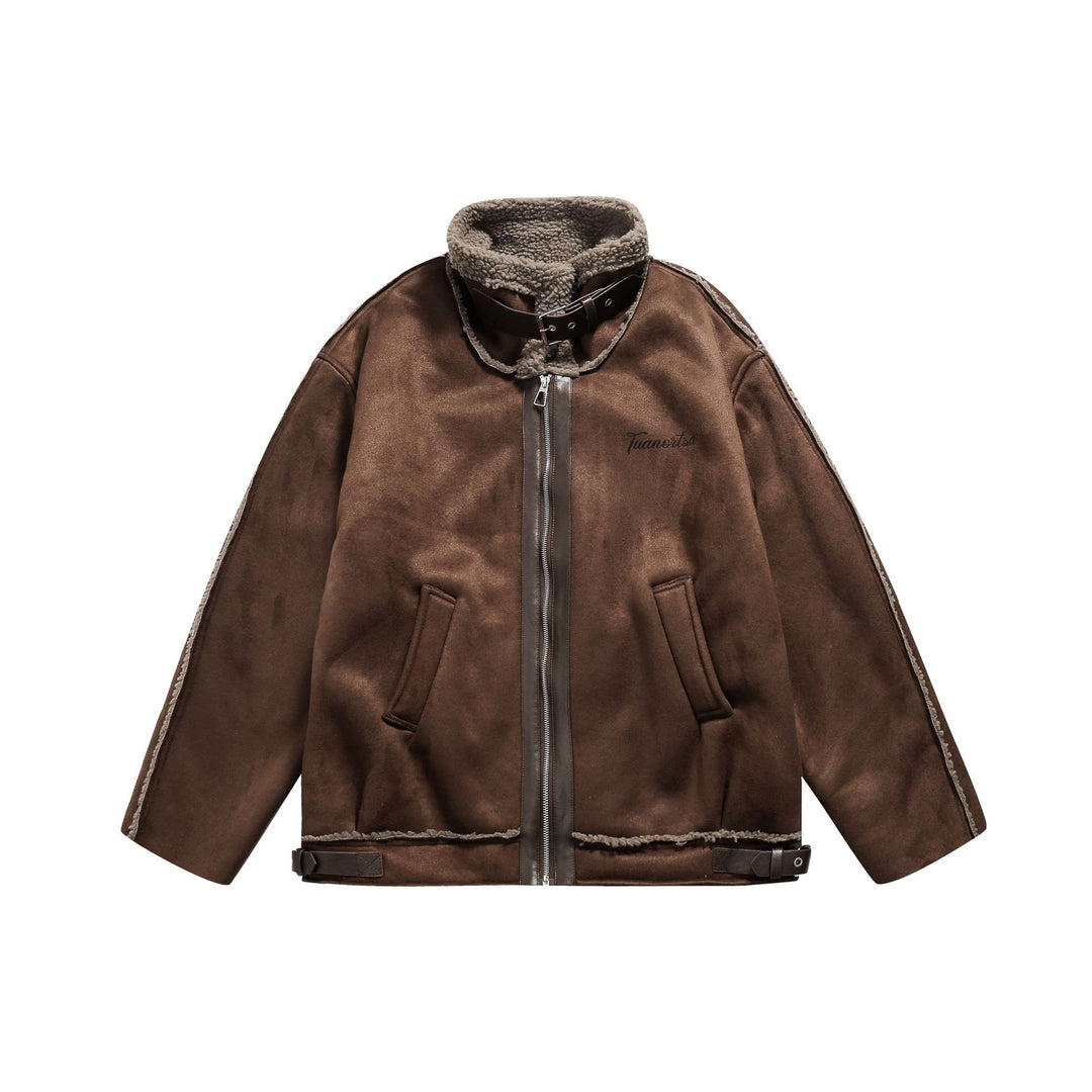 Herren Flieger‑Lederblouson mit Lammfellkragen und verstellbarem Saum Drune