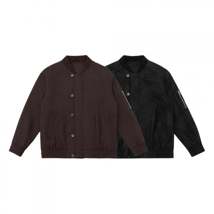 Herren Boxy-Bomberjacke mit strukturiertem Canvas‑Look, geripptem Saum und Ärmeltasche Drune