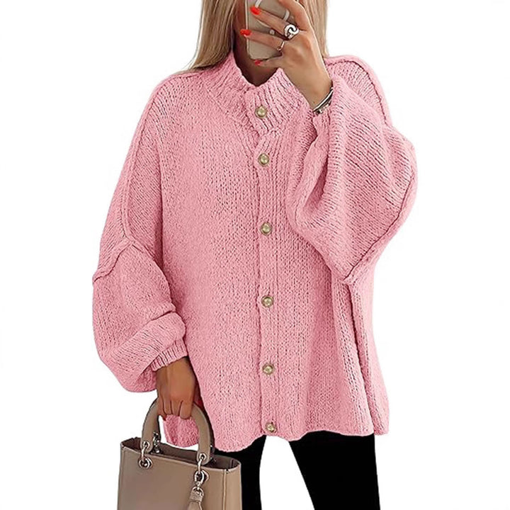 Damen oversized Strickjacke mit Knopfverschluss Drune