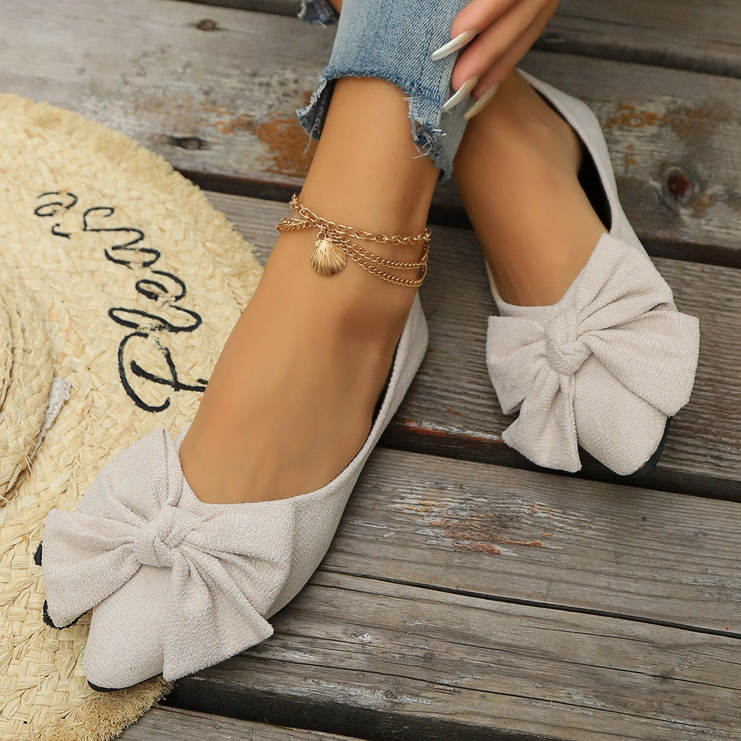 Damen Ballerinas mit eleganter Schleifenapplikation und spitzem Zehenbereich Drune