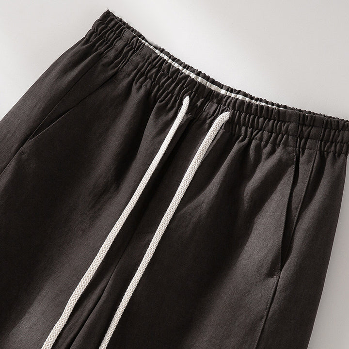 Damen Weite Leinenmix‑Hose mit elastischem Bund und Kordel Drune