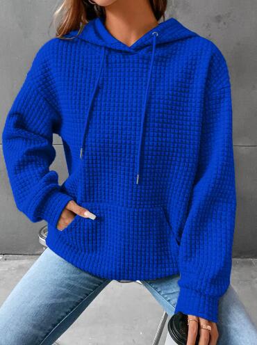 Damen lässiger Hoodie mit strukturierter Oberfläche und praktischer Kängurutasche Drune