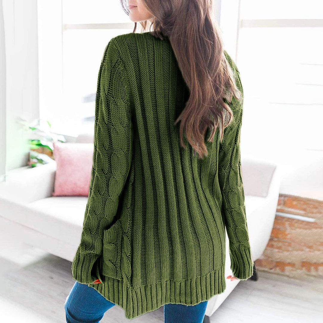 Damen Grobstrickjacke mit großen Knöpfen und praktischen Taschen Drune