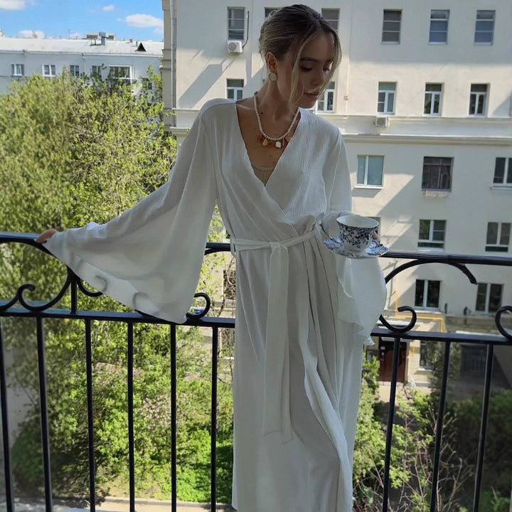 Damen Wickelkleid mit weitem Schnitt und Taillengürtel Drune