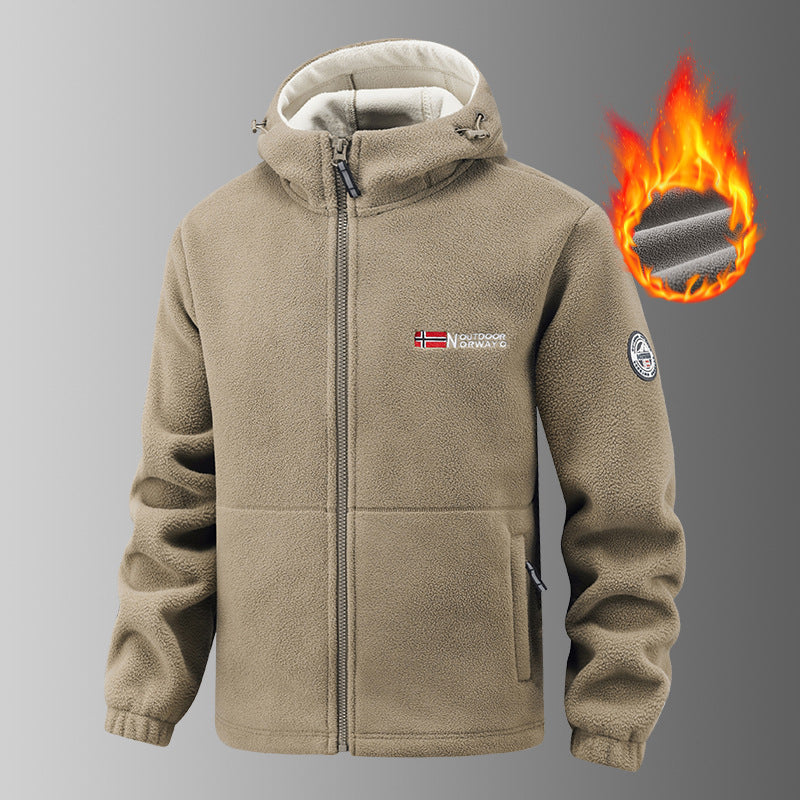 Herren wärmende Fleece-Kapuzenjacke mit Thermofutter, Reißverschlusstaschen und elastischen Bündchen Drune
