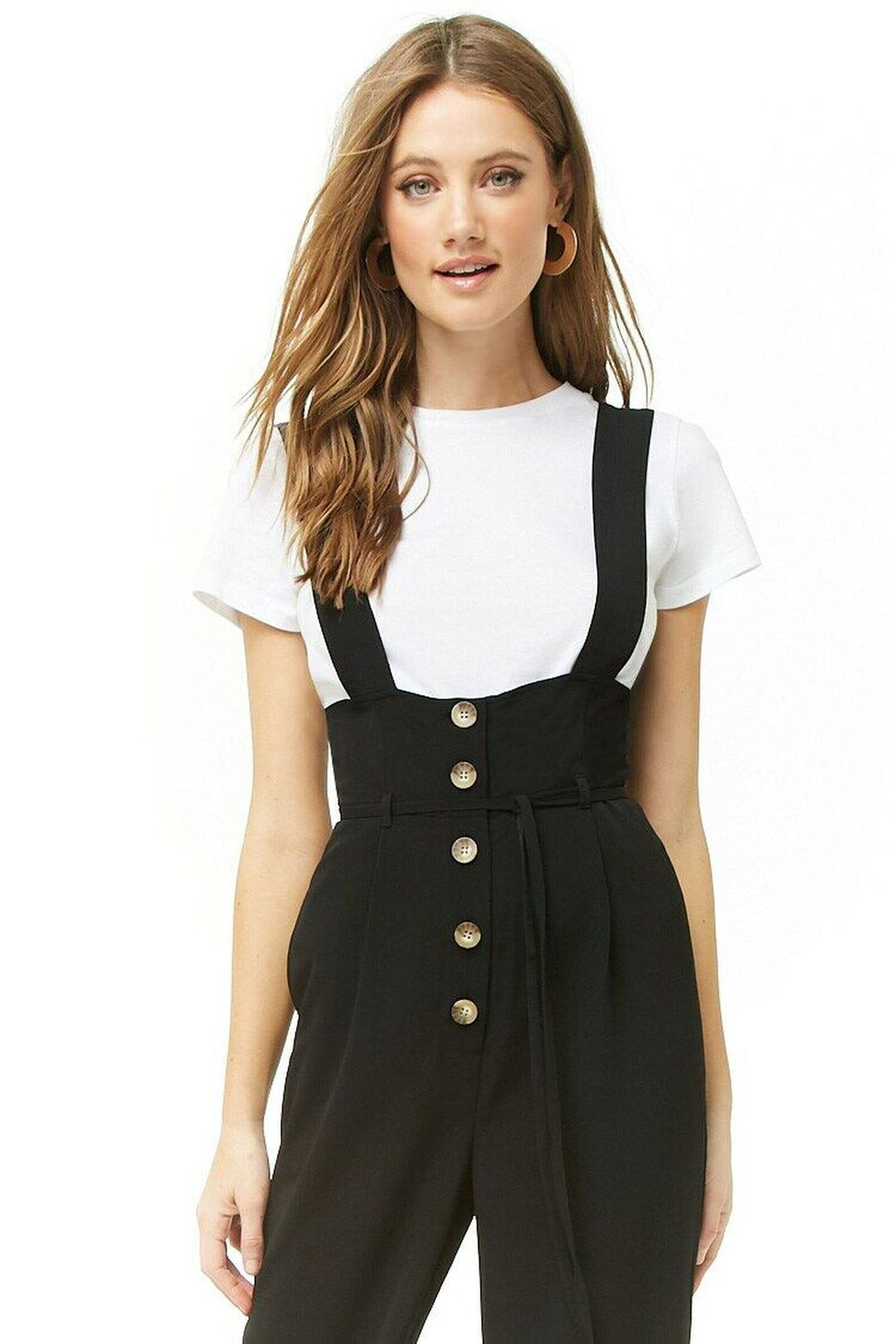 Damen Hochwertiger Jumpsuit mit blickdichten Trägern und Knopfdetail Drune