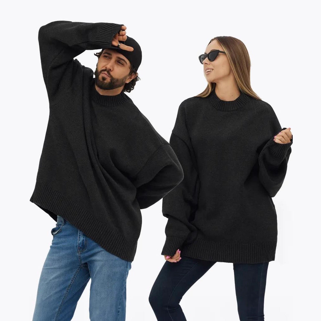 Damen gemütlicher Oversized Pullover mit strukturiertem Rippenmuster und breiten Bündchen Drune