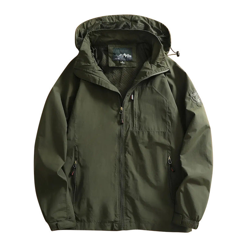 Herren nan leichte Outdoorjacke Windbreaker mit wasserabweisender Beschichtung und atmungsaktivem Meshfutter Drune