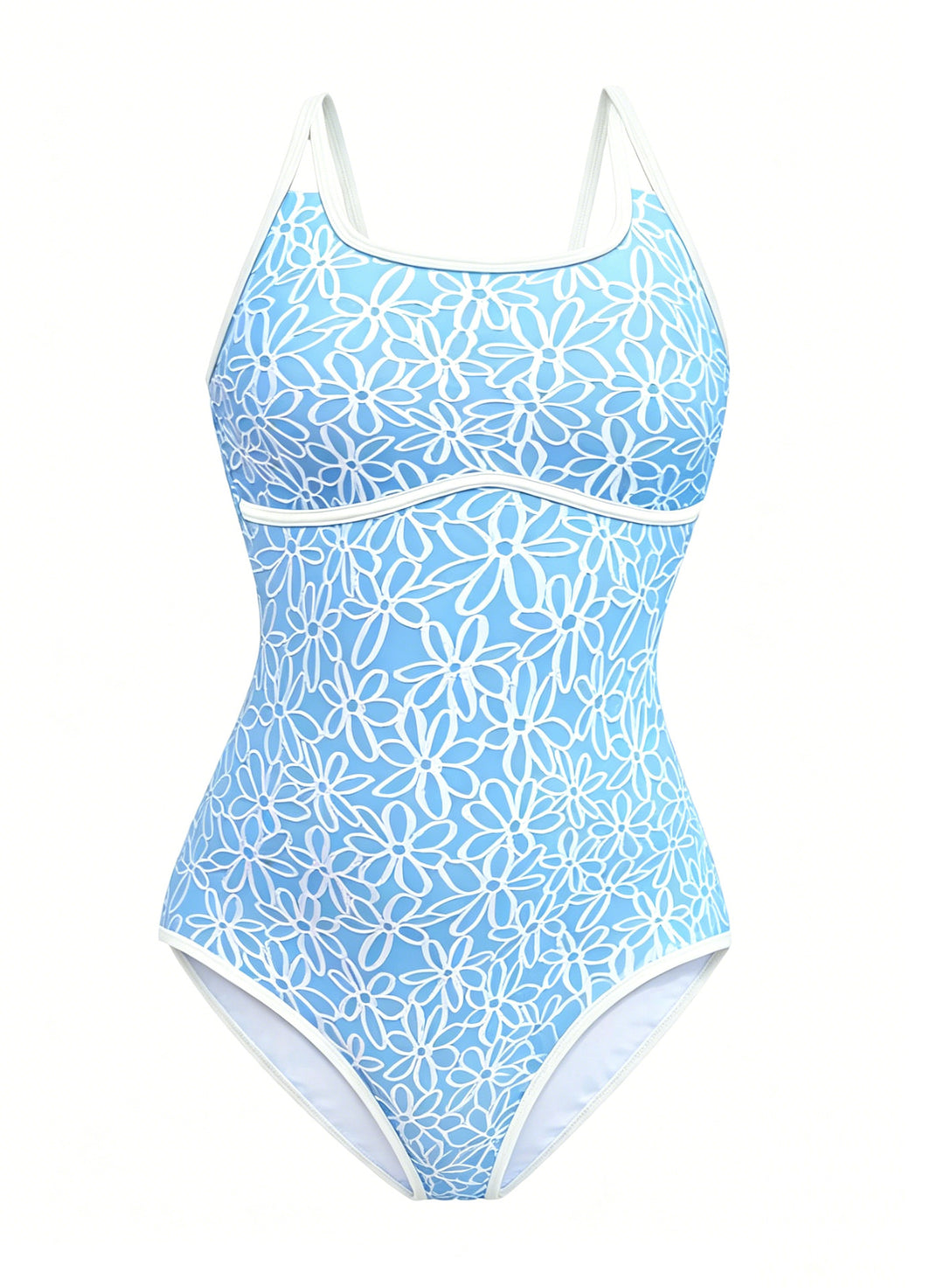 Damen Sportlicher Einteiler Badeanzug mit floralem Muster Drune