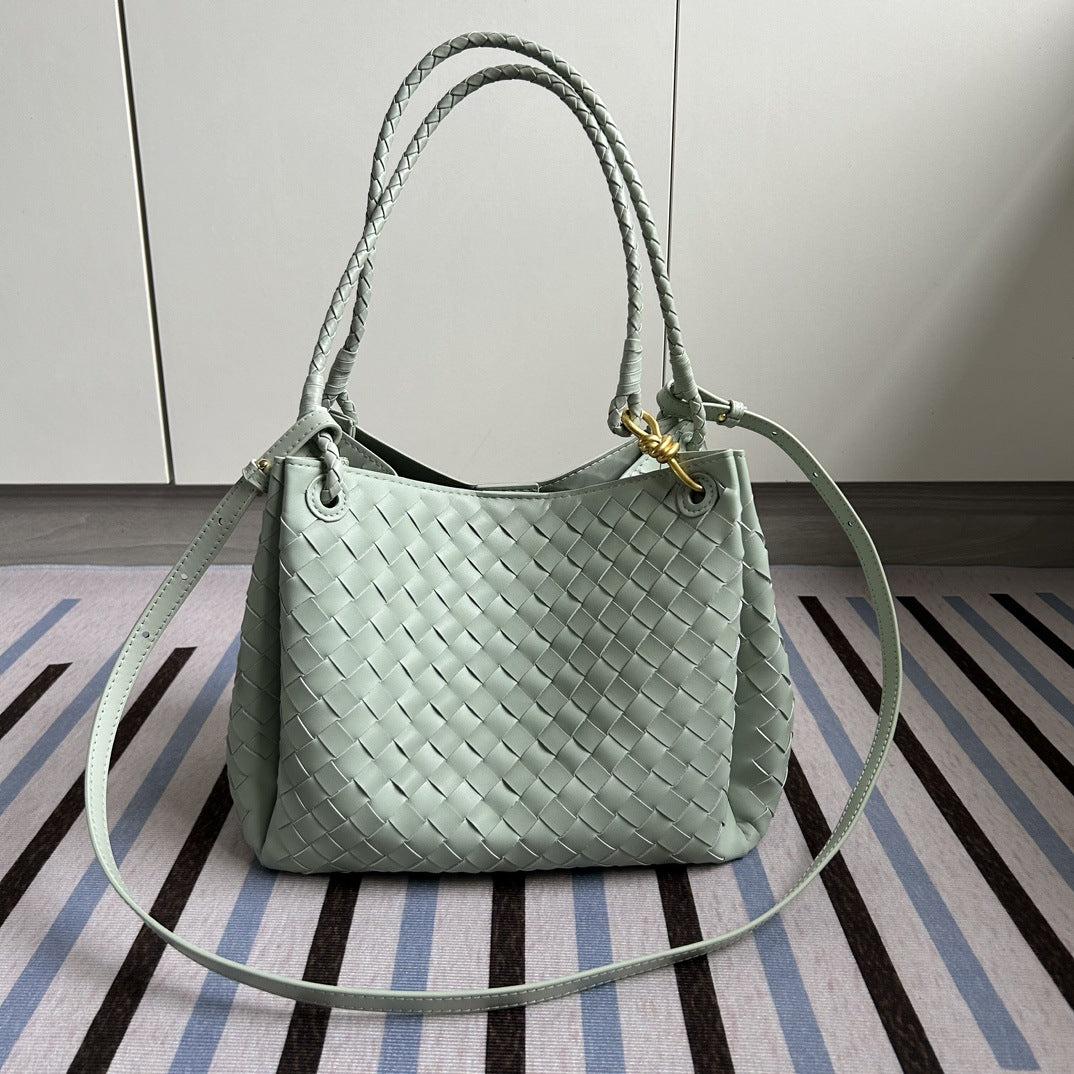 Damen Woven Leather Tote Bag mit verstellbarem Schultergurt Drune